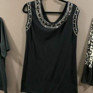a.n.a. dress sleeveless black with beads Boutique cute evening dress excellent